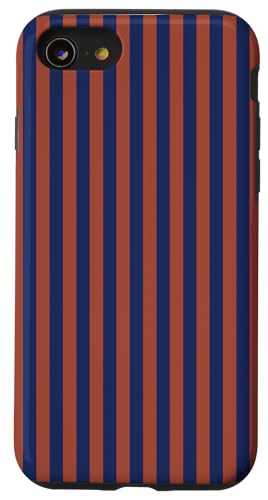 Blue and Red Stripes Geometric Vertical Lines Pattern Hülle für iPhone SE (2020) / 7 / 8 von Annalisse Striped Creations