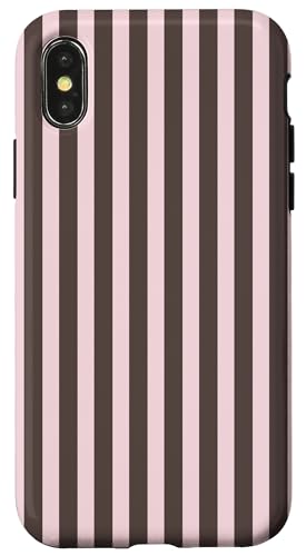 Brown and Pink Stripes Geometric Vertical Lines Boho Pattern Hülle für iPhone X/XS von Annalisse Striped Creations