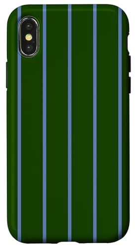Dark Green and Blue Stripes Thin Vertical Lines Retro Style Hülle für iPhone X/XS Dark Green and Blue Stripes Thin Vertical Lines Retro Style Hülle für iPhone X/XS von Annalisse Striped Creations