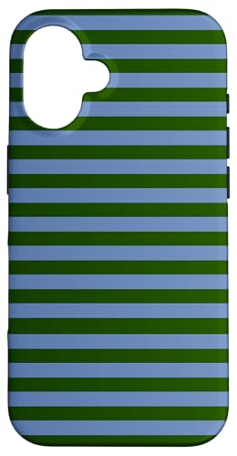 Green and Blue Stripes Geometric Horizontal Lines Pattern Hülle für iPhone 16 von Annalisse Striped Creations
