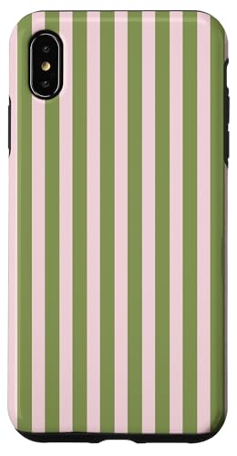 Olive Green and Pink Stripes Vertical Lines Preppy Aesthetic Hülle für iPhone XS Max von Annalisse Striped Creations