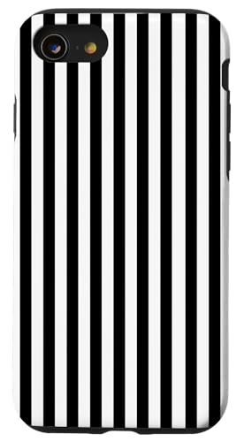 White and Black Stripes Geometric Vertical Lines Pattern Hülle für iPhone SE (2020) / 7 / 8 von Annalisse Striped Creations