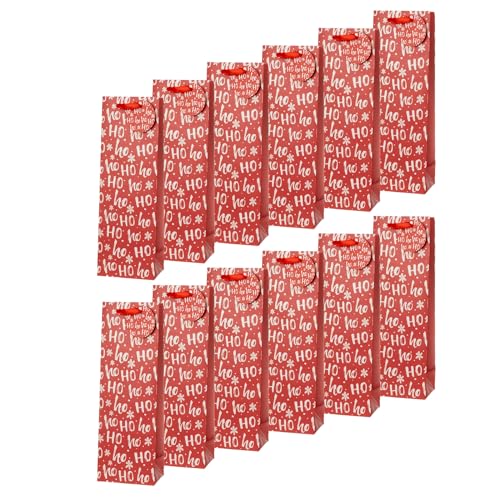 12 x Flaschentüten "HoHoHo" für Weihnachten - Weinflaschentüten Weihnachten - Geschenktüten Wein für Weihnachten von Annastore