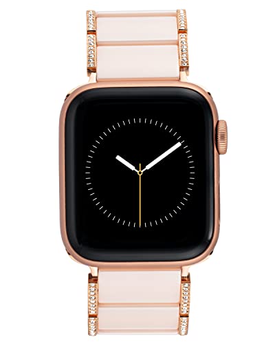 Anne Klein Keramik Link Fashion Armband für Apple Watch, sicher, verstellbar, Apple Watch Ersatzband, passend für die meisten Handgelenke, Rouge mit Kristallen/Roségold-Ton, 38/40/41mm, Armband von Anne Klein