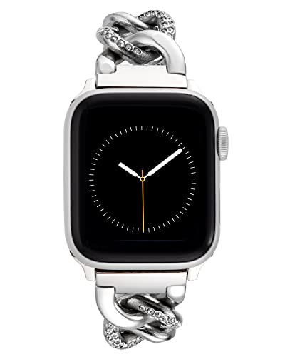 Anne Klein Modisches Armband für Apple Watch, sicher, verstellbar, Ersatzband, passend für die meisten Handgelenke, Silberfarben, 42mm (Series 1-3), 44/45/46/49mm (Ultra & Ultra 2), WK/1019SVSV von Anne Klein