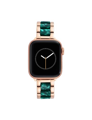 Anne Klein Modisches Armband aus Kunstharz für Apple Watch, sicher, verstellbar, für Apple Watch, Ersatzband, passend für die meisten Handgelenke, Grün/Rotgold-Ton, 42/44/45/Ultra(49mm), Modern von Anne Klein