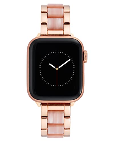 Anne Klein Modisches Armband aus Kunstharz für Apple Watch, sicher, verstellbar, für Apple Watch, Ersatzband, passend für die meisten Handgelenke, Rosa/Roségold-Ton, 38/40/41mm, WK/1004RGPK von Anne Klein