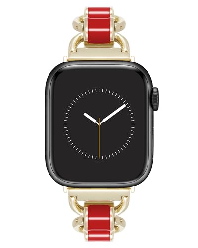 Anne Klein Modisches Kettenarmband für Apple Watch, goldfarben/rot, 38/40/41mm, WK-1020RDGP38 Anne Klein Modisches Kettenarmband für Apple Watch, goldfarben/rot, 38/40/41mm, WK-1020RDGP38 von Anne Klein