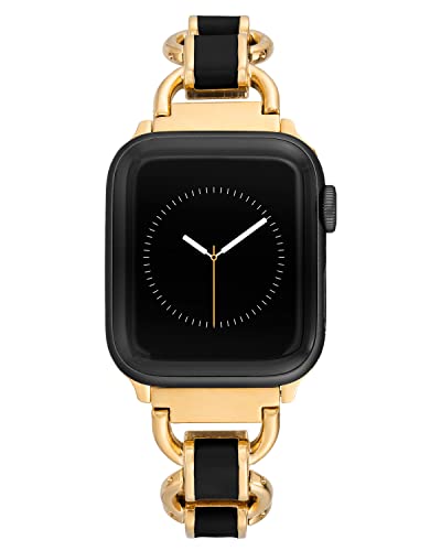 Anne Klein Modisches Kettenarmband für Apple Watch, sicher, verstellbar, für Apple Watch, Ersatzarmband für die meisten Handgelenke, Schwarz/Goldfarben, 38/40/41mm, Kette von Anne Klein
