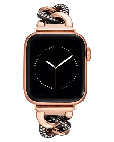 Anne Klein Modisches Kettenarmband für Apple Watch, sicher, verstellbar, für Apple Watch, Ersatzband, passend für die meisten Handgelenke, rotgold/dunkelgrau, 42/44/45/Ultra (49 mm), WK/1018GYRT424445 von Anne Klein