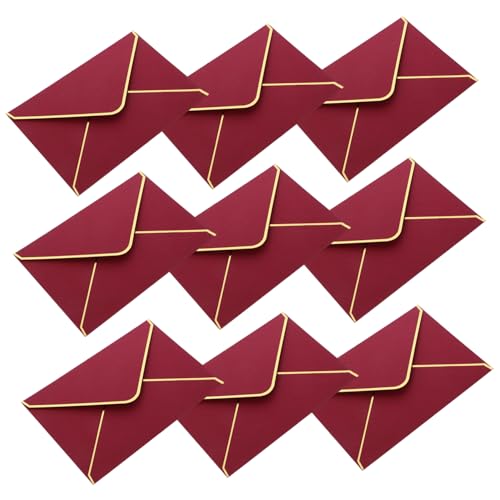 Anneome 50 Stück Umschlag Mit Goldschnitt Danke Karten Hochzeitsdekor Glückwunsch Multifunktions-hochzeitsumschläge Golddekor Braut- Dusche Einladung Kompakte Hochzeitsumschläge Rot Papier von Anneome