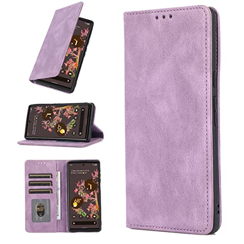 AnnhanT Handyhülle für Google Pixel 6 Hülle, Google Pixel 6 Klapphülle Handytasche Case, Kartenfäche/Standfunktion. Schutzhülle für Google Pixel 6 Lederhülle, Modisch Violett von AnnhanT