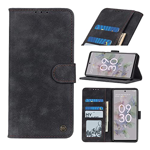 AnnhanT Handyhülle für Google Pixel 6a Hülle, Google Pixel 6a lederhülle, [Kartenfäche,Standfunktion,Magnet], Schutzhülle Flip Case für Google Pixel 6a case - Schwarz von AnnhanT