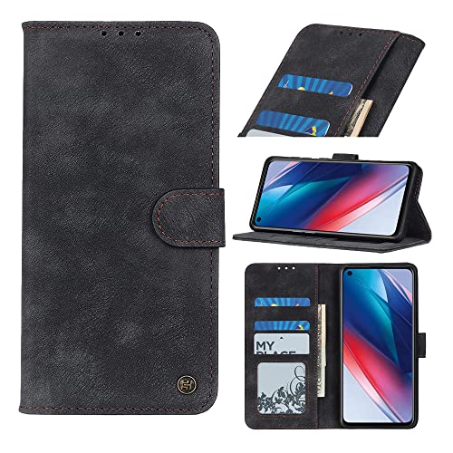 AnnhanT Handyhülle für Oppo Find X3 lite Hülle, Oppo Find X3 lite lederhülle, [Kartenfäche,Standfunktion,Magnet], Schutzhülle Flip Case für Oppo Find X3 lite case - Schwarz von AnnhanT