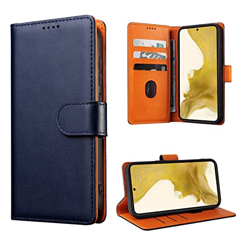 AnnhanT Handyhülle für Samsung Galaxy S22 Hülle, Samsung Galaxy S22 Klapphülle Case, Kartenfäche/Standfunktion/Magnetverschluss. Schutzhülle für Samsung Galaxy S22 Lederhülle,blau von AnnhanT