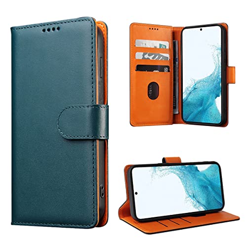 AnnhanT Handyhülle für Samsung Galaxy S22 Plus Hülle, Samsung Galaxy S22 Plus Klapphülle Case, Kartenfäche/Standfunktion/Magnetverschluss. Schutzhülle für Samsung Galaxy S22 Plus Lederhülle,Grün von AnnhanT