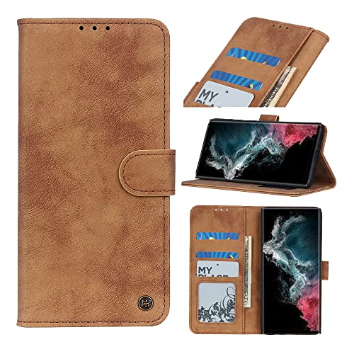 AnnhanT Handyhülle für Samsung Galaxy S22 Ultra Hülle, Samsung Galaxy S22 Ultra lederhülle, [Kartenfäche,Standfunktion,Magnet], Schutzhülle Flip Case für Samsung Galaxy S22 Ultra case - Braun von AnnhanT