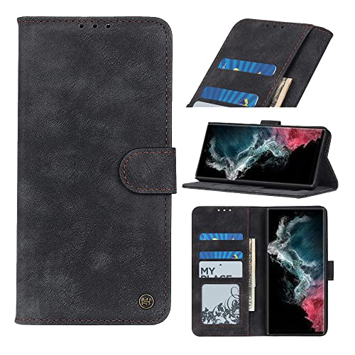 AnnhanT Handyhülle für Samsung Galaxy S22 Ultra Hülle, Samsung Galaxy S22 Ultra lederhülle, [Kartenfäche,Standfunktion,Magnet], Schutzhülle Flip Case für Samsung Galaxy S22 Ultra case - Schwarz von AnnhanT