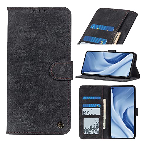 AnnhanT Handyhülle für Xiaomi Mi 11 Lite Hülle, Xiaomi Mi 11 Lite lederhülle, [Kartenfäche,Standfunktion,Magnet], Schutzhülle Flip Case für Xiaomi Mi 11 Lite case - Schwarz von AnnhanT