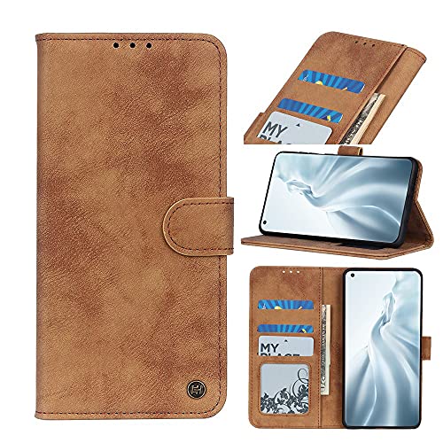 AnnhanT Hülle für Xiaomi Mi 11 Pro Handyhülle, Xiaomi Mi 11 Pro Lederhülle Klappbar [Standfunktion/Kartenfächer/Magnetverschluss] Flip Case Cover Schutzhülle für Xiaomi Mi 11 Pro - Marron von AnnhanT