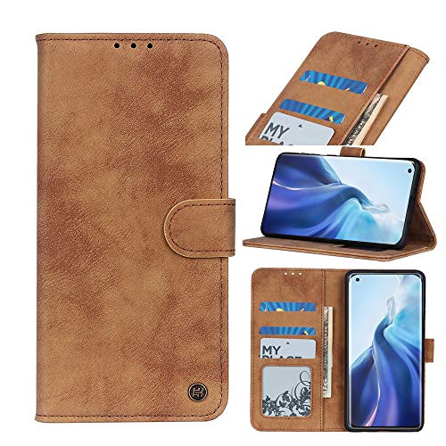 AnnhanT Hülle für xiaomi 11 Handyhülle, xiaomi 11 Lederhülle Klappbar [Standfunktion/Kartenfächer/Magnetverschluss] Flip Case Cover Schutzhülle für xiaomi 11 - Marron von AnnhanT