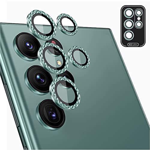 AnnhanT Kameraschutz für Samsung Galaxy S22 Ultra Objektiv Panzer Schutz Glas [1 Stück], mit Installationsplatine 9H gehärtetes Schutzglas Kratzfester Kameraobjektivringschutz - Grün von AnnhanT