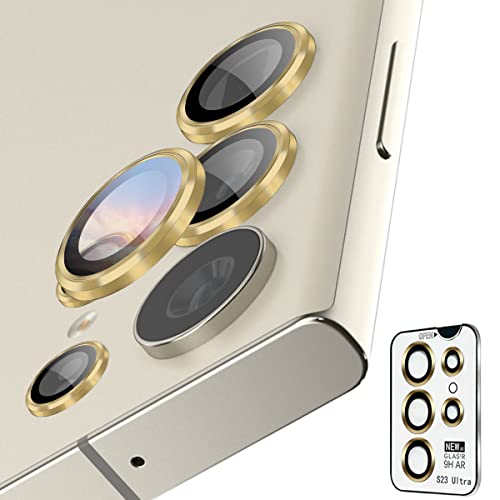 AnnhanT Kameraschutz für Samsung Galaxy S23 Ultra Objektiv Panzer Schutz Glas [1 Stück], mit Installationsplatine 9H gehärtetes Schutzglas Kratzfester Kameraobjektivringschutz - Cream von AnnhanT
