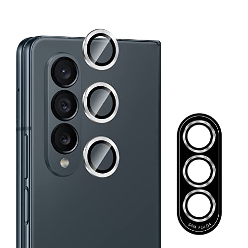 AnnhanT Kameraschutz für Samsung Galaxy Z Fold 4 Objektiv Panzer Schutz Glas [1 Stück], mit Installationsplatine 9H gehärtetes Schutzglas Kratzfester Kameraobjektivringschutz - Silber von AnnhanT