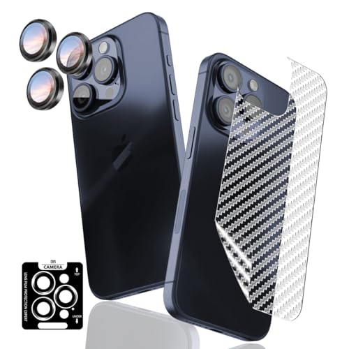 AnnhanT Kameraschutz für iPhone 15 Pro Max Kamera Panzer Schutz Glas 1 Stück + Schutzfolie Folie Matt Carbon Fiber Folie für die Rückseite 1 Stück, Kratzfest Anti Kameraschutz für iPhone 15 Pro Max AnnhanT Kameraschutz für iPhone 15 Pro Max Kamera Panzer Schutz Glas 1 Stück + Schutzfolie Folie Matt Carbon Fiber Folie für die Rückseite 1 Stück, Kratzfest Anti Kameraschutz für iPhone 15 Pro Max von AnnhanT