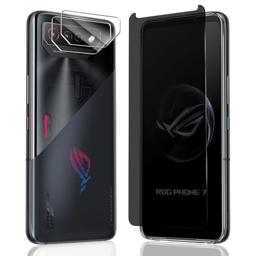 AnnhanT Schutzfolie für Asus ROG Phone 7 Panzer Schutz Glas für Sichtschut 1 Stück + Kameraschutz Schutzglas 2 Stück - 9H Kratzfest Panzerfolie/Anti-Spy für ROG Phone 7 von AnnhanT