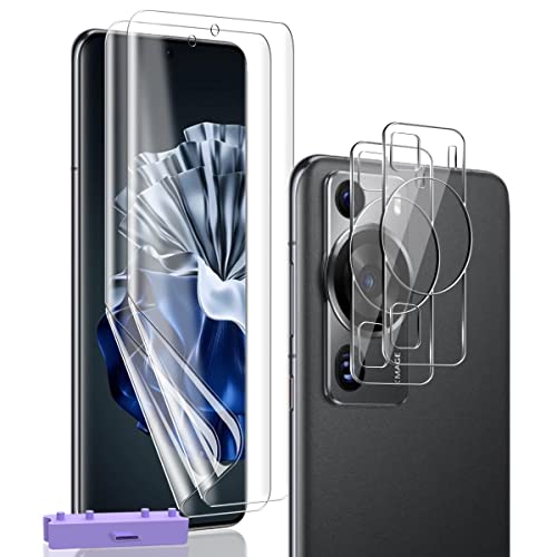 AnnhanT Schutzfolie für HUAWEI P60 Pro Weich TPU Folie 2 Stück + für HUAWEI P60 Pro Panzer Schutz Glas Kameraschutz 2 Stück - HD Vollständige Abdeckung von AnnhanT