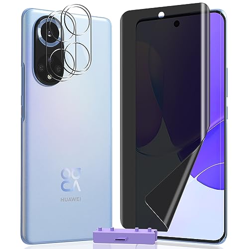 AnnhanT Schutzfolie für HUAWEI nova 9 Sichtschut Weich TPU Folie 1 Stück + HUAWEI nova 9 Panzer Schutz Glas Kameraschutz 2 Stück - Anti-Spy Displayschutz Einfache Montage für HUAWEI nova 9 von AnnhanT