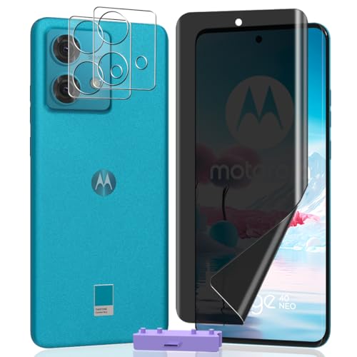AnnhanT Schutzfolie für Motorola Edge 40 Neo Sichtschut Folie Weich TPU 1 Stück und Panzer Schutz Glas Kameraschutz 2 Stück. Anti-Spy Privatsphäre für Motorola Edge 40 Neo Displayschutz von AnnhanT