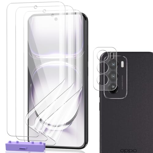 AnnhanT Schutzfolie für Oppo Reno 12/Pro 5G [Nicht-Glas], Flexible TPU-Folie und Panzer Schutz Glas Kameraschutz [3+1 Stück], HD Film Anti-Kratzen von AnnhanT