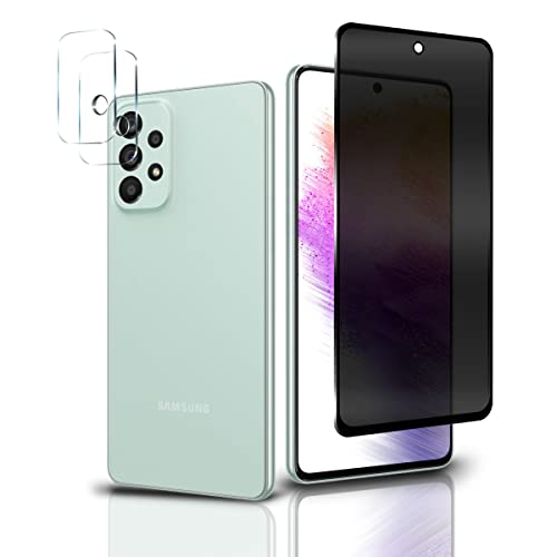 AnnhanT Schutzfolie für Samsung Galaxy A73 5G Panzer Schutz Glas für Sichtschut 1 Stück + Samsung Galaxy A73 5G Kameraschutz Schutzglas 2 Stück - 9H Panzerfolie/Anti-Spy von AnnhanT