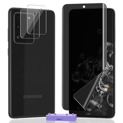 AnnhanT Schutzfolie für Samsung Galaxy S20 Ultra Sichtschut Folie Weich TPU 1 Stück und Galaxy S20 Ultra Panzer Schutz Glas Kameraschutz 2 Stück. Anti-Spy Privatsphäre für Galaxy S20 Ultra von AnnhanT