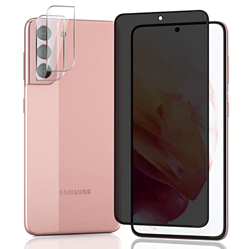 AnnhanT Schutzfolie für Samsung Galaxy S21 Panzer Schutz Glas für Sichtschut 1 Stück + Samsung Galaxy S21 Kameraschutz Schutzglas 2 Stück - 9H Panzerfolie/Anti-Spy von AnnhanT