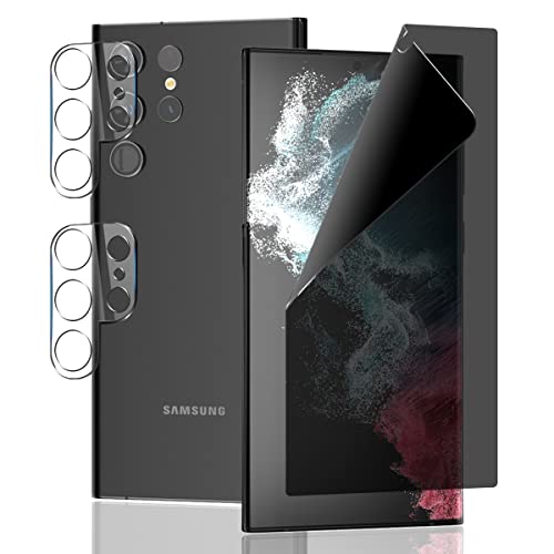 AnnhanT Schutzfolie für Samsung Galaxy S22 Ultra Sichtschut Weich TPU Folie 1 Stück + für Galaxy S22 Ultra Panzer Schutz Glas Kameraschutz 2 Stück - Anti-Spy Displayschutz für Samsung Galaxy S22 Ultra von AnnhanT