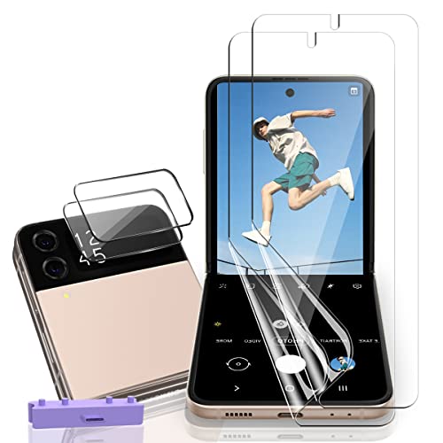 AnnhanT Schutzfolie für Samsung Galaxy Z Flip 4 Weich TPU Folie 2 Stück + für Samsung Galaxy Z Flip 4 Panzer Schutz Glas Kameraschutz 2 Stück - HD Vollständige Abdeckung von AnnhanT