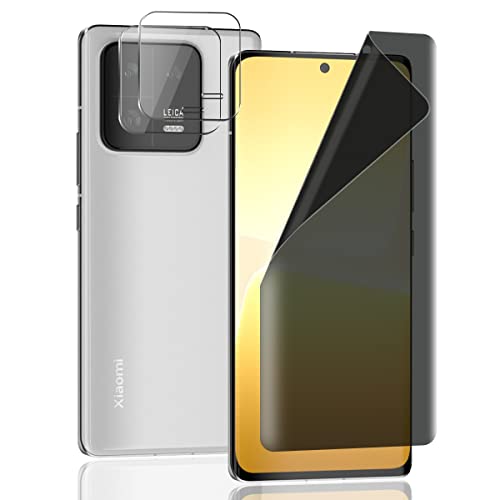 AnnhanT Schutzfolie für Xiaomi 13 Pro Sichtschut Weich TPU Folie 1 Stück + für Xiaomi 13 Pro Panzer Schutz Glas Kameraschutz 2 Stück - Anti-Spy Displayschutz für Xiaomi 13 Pro von AnnhanT