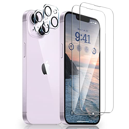 AnnhanT Schutzfolie für iPhone 14 Panzer Schutz Glas [2 Stück] + iPhone 14 Kameraschutz Panzerfolie [2 Stück] - 9H Panzerglasfolie/Kratzfest. Displayschutz für iPhone 14 von AnnhanT