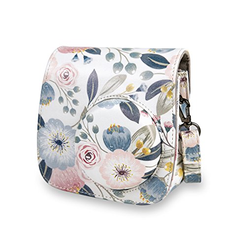 Kameratasche für Fujifilm Instax Mini 8 Mini 9 Mini 8+ Instant Kamera, Annle PU Leder Schutzhülle mit abnehmbaren Strap - Blumen 1 von Annle