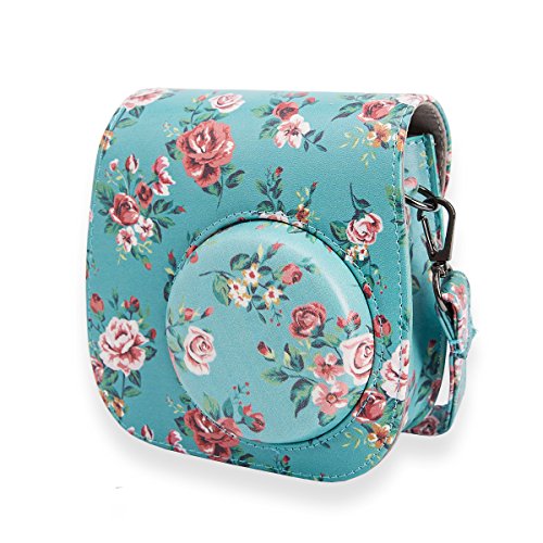 Kameratasche für Fujifilm Instax Mini 8 Mini 9 Mini 8+ Sofortbildkamera, Annle PU Leder Schutzhülle mit abnehmbaren Strap - Rose von Annle