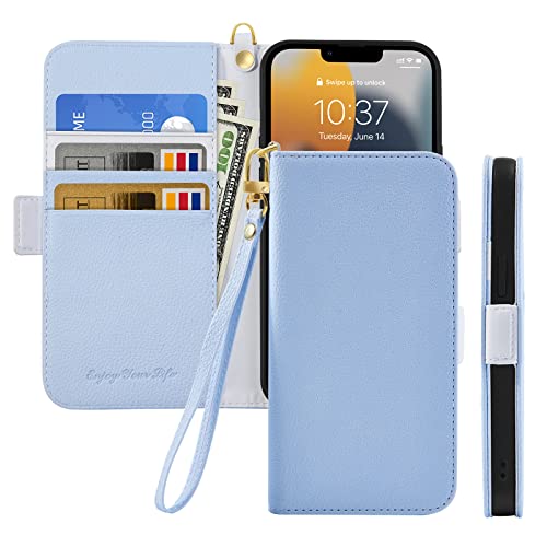 Annuo Handyhülle für iPhone 11 (6,1 inch) Hülle,Litschi Textur Leder Tasche Brieftasche mit Magnetic Closure Klapphülle,Kartenfach Standfunktion,Handytasche für iPhone 11 (6,1 inch) Cover,Blau von Annuo