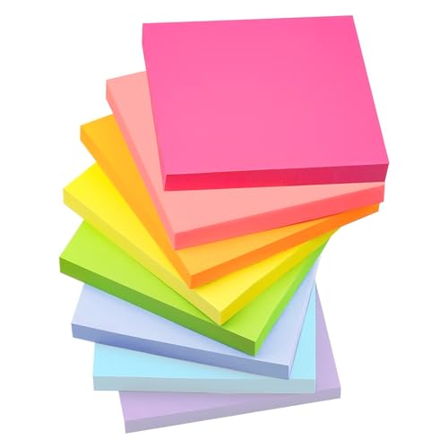 Annvchi Haftnotizen, 76 mm x 76 mm, 8 Farben, 100 Blatt pro Farbe, Sticky Notes, Klebezettel, Einfach zu Schreiben und Aufzukleben, Wiederverwendbar, Geeignet für Zuhause, Schule und Büro von Annvchi