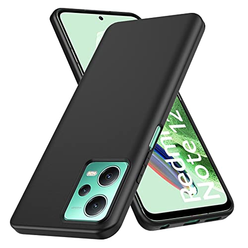 Anoowkoa Handyhülle Kompatibel mit Xiaomi Redmi Note 12 4G/5G/12S 4G/Poco X5 5G Hülle CASE Cover[Matt Schwarz Silikon Handy Hüllen] [Stoßfest Kratzfest ] Dünne TPU Schutzhülle von Anoowkoa