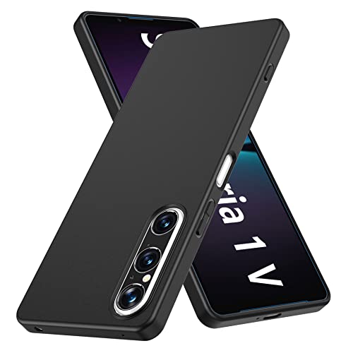 Anoowkoa Handyhülle Sony Xperia 1 V Hülle CASE Cover[Matt Schwarz Silikon Handy Hüllen] [Stoßfest Kratzfest ] Dünne TPU Schutzhülle von Anoowkoa