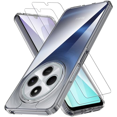 Anoowkoa Handyhülle Xiaomi Redmi 14C/Redmi 14 C/Poco C75 Hülle und 2 Stück Panzerglas CASE Cover[Matt Schwarz Silikon Handy Hüllen] [Stoßfest Kratzfest ] Dünne TPU und PC Hybrid Schutzhülle von Anoowkoa