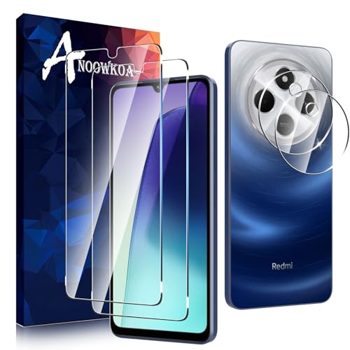Anoowkoa Panzerglas für Xiaomi Redmi 14C/Redmi 14 C/Poco C75 2 Stück Displayfolie Handyfolie 9H Härte HD Klar Displayschutzfolie für Redmi 14C und 2 Stück Kamera Schutzfolie Anti-Kratzer von Anoowkoa