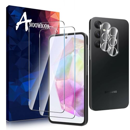 Anoowkoa Panzerglas für Samsung Galaxy A35 5G 2 Stück Displayfolie Handyfolie 9H Härte HD Klar Displayschutzfolie für Samsung A35 und 2 Stück Kamera Schutzfolie Anti-Kratzer von Anoowkoa